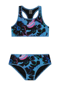 Girls CHARLIE bikini set botanic passiflora Blue