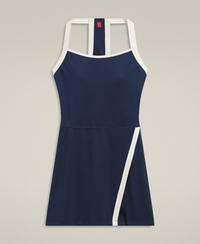 W RALLY HALTER UNLINED DRESS CL NAVY