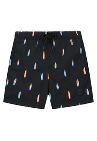 Boys MILO QUICK DRY swim shorts 4 inch surfboards Blak