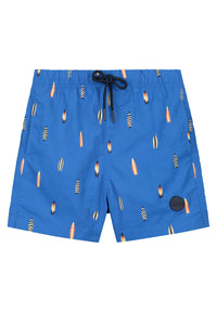 Boys MILO QUICK DRY swim shorts 4 inch surfboards Blue